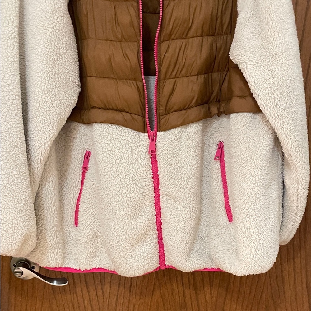 LANE BRYANT UGC Women’s Size 14/16 Brown Cream Puffer Jacket with Pink Accents - Picture 9 of 15